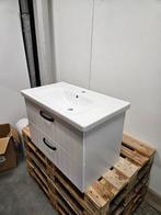 Badmeubel 80 x 45 cm wit met verticale groeven en zwarte, Ophalen of Verzenden, Nieuw, Bad