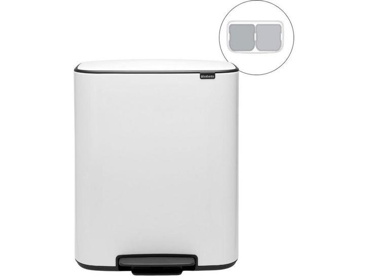 Brabantia Bo Prullenbak - 2 x 30 l - Afvalscheiding - White, Huis en Inrichting, Woonaccessoires | Prullenbakken, Zo goed als nieuw