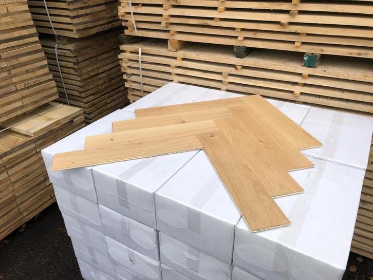 Online veiling: Europees Eiken Visgraat Parketvloer 60,48 m2, Doe-het-zelf en Verbouw, Vloerdelen en Plavuizen, Nieuw