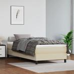 vidaXL Boxspring bed kunstleer crèmekleurig 100x200 cm, Huis en Inrichting, Overige materialen, 100 cm, Eenpersoons, Verzenden