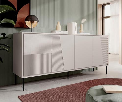 Meubella Dressoir beige 200 cm - Met 4 deuren, Huis en Inrichting, Kasten | Dressoirs, 25 tot 50 cm, Nieuw, 200 cm of meer, Verzenden