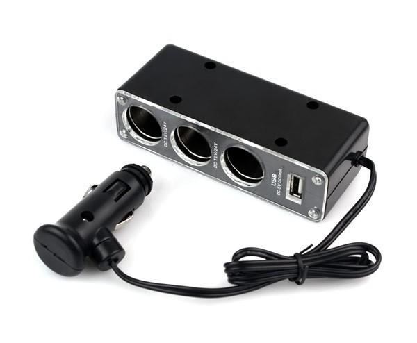 12 Volt Splitter Triple Met 1x USB - Zilver, Auto diversen, Tuning en Styling, Ophalen of Verzenden