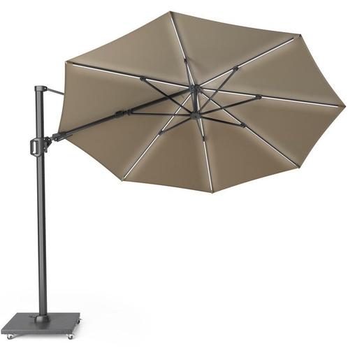 Challenger T2 glow zweefparasol 350 cm rond taupe, Tuin en Terras, Parasols, Nieuw, Ophalen of Verzenden