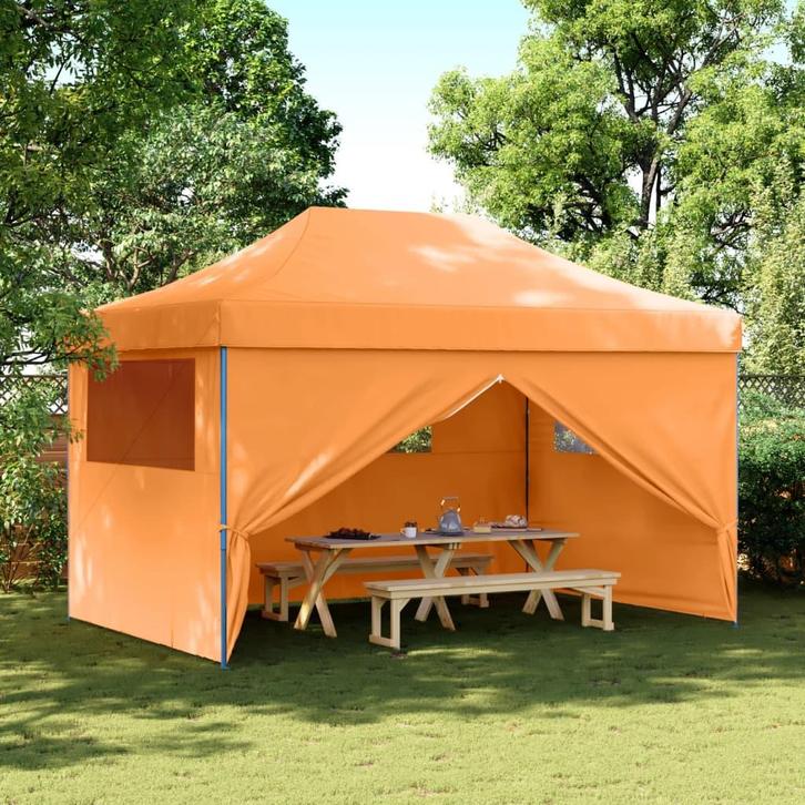 vidaXL Partytent inklapbaar pop-up met 4 zijwanden oranje, Tuin en Terras, Partytenten, Partytent, Nieuw, Verzenden