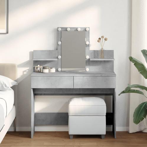 vidaXL Kaptafel met LED-verlichting 100x40x130 cm betongrijs, Huis en Inrichting, Tafels | Kaptafels, Nieuw, Verzenden