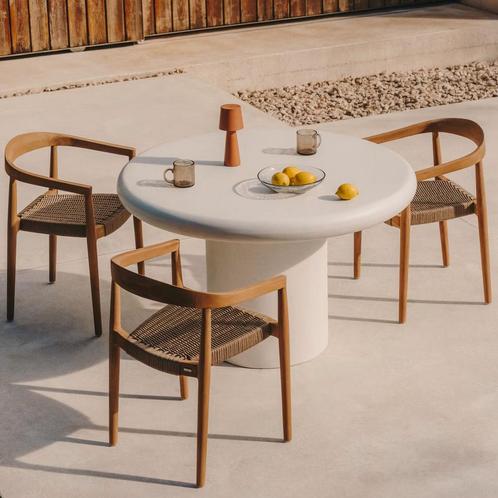 *WOONWINKEL* Kave Home Addaia Ronde Eettafel Wit Beton 90 Cm, Huis en Inrichting, Tafels | Eettafels, Nieuw, Verzenden