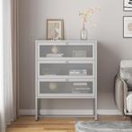 Commode Sund ladekast staal 105x80x40 cm grijs [en.casa], Verzenden, Nieuw in verpakking