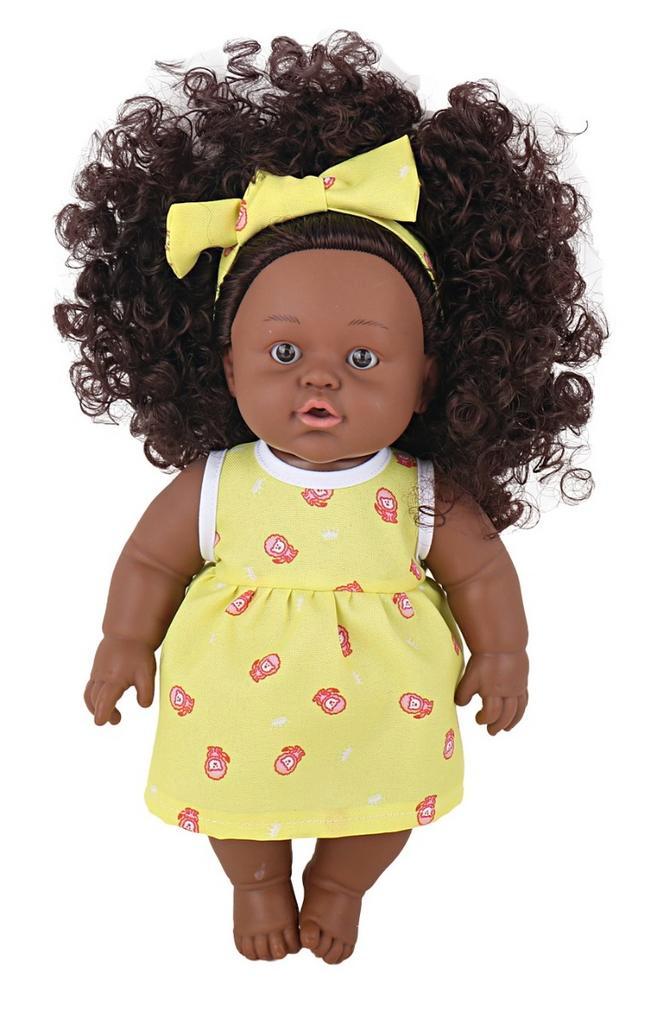 Eco Toys 30cm Pop met Krullen en Geel Jurkje, Kinderen en Baby's, Speelgoed | Babyspeelgoed, Nieuw, Verzenden