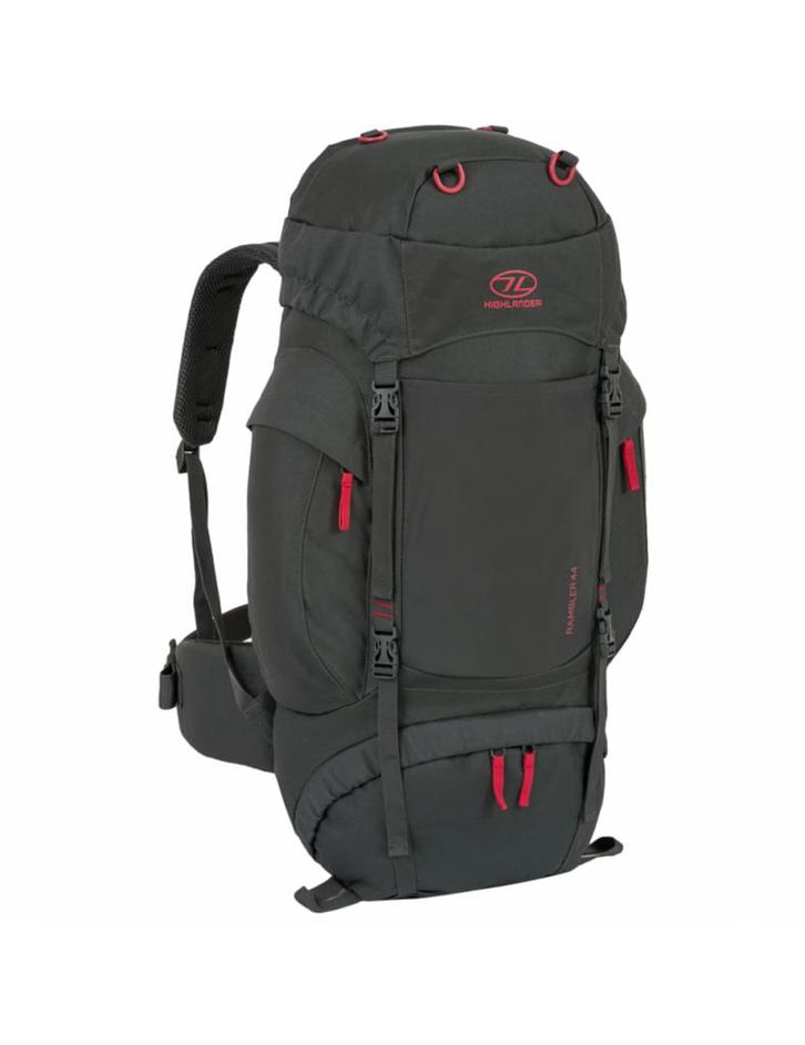 Highlander rugzak Rambler New 44 liter backpack - Zwart-Rood, Sieraden, Tassen en Uiterlijk, Tassen | Rugtassen, Nieuw, Trekking