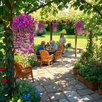 MEGADEAL Kunst hangende bloemen gekleurd - 4+4 Stuks, Verzenden, Nieuw