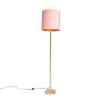 Romantische vloerlamp messing met roze kap 40 cm - Simplo, Huis en Inrichting, Lampen | Vloerlampen, Nieuw, Overige materialen