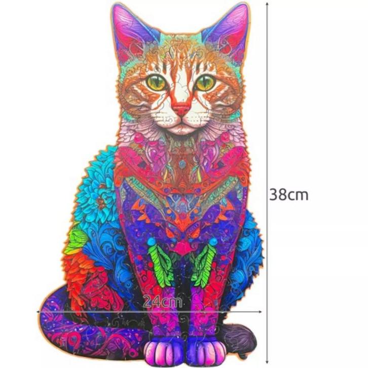 Kruzzel Houten Puzzel Kat - 130 Stukjes voor Creatief Spe..., Kinderen en Baby's, Speelgoed | Overig, Nieuw, Ophalen of Verzenden