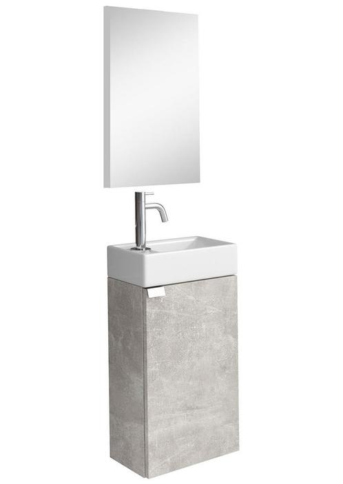 Toiletmeubel Apollo 40 x 22 cm Beton Grijs met Spiegel, Huis en Inrichting, Badkamer | Badkamermeubels, Nieuw, Verzenden