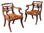 Pair of Regency Armchairs - Fauteuil (2) - Mahonie, Antiek en Kunst