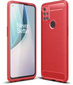 ProGuard OnePlus Nord N10 5G Hoesje Brushed Carbon Rood, Verzenden, Nieuw, Hoesje of Tasje