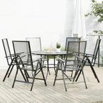 vidaXL 7-delige Tuinset verstelbaar gepoedercoat staal, Tuin en Terras, Verzenden, 6 zitplaatsen, Nieuw, Rvs