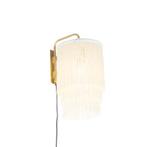 Oosterse wandlamp goud crème kap met franjes - Franxa, Huis en Inrichting, Lampen | Wandlampen, Nieuw, Overige materialen, Oosters