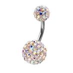 Fako Bijoux® - Navelpiercing - Disco Dots Duo - 8mm - Wit MC, Verzenden, Nieuw