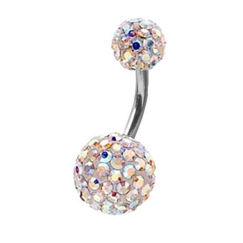 Fako Bijoux® - Navelpiercing - Disco Dots Duo - 8mm - Wit MC, Sieraden, Tassen en Uiterlijk, Piercings, Verzenden