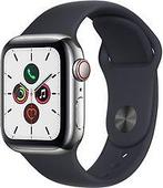 Apple Watch Series 5 40 mm roestvrij stalen kast zilver op, Verzenden, Zo goed als nieuw
