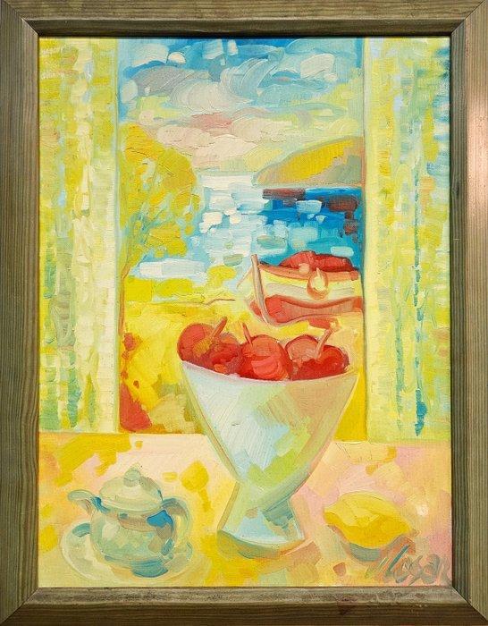 Fauvist school (XX) - Still life with cherries and ocean, Antiek en Kunst, Kunst | Schilderijen | Klassiek