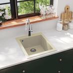 vidaXL Gootsteen enkele bak graniet beige, Doe-het-zelf en Verbouw, Sanitair, Verzenden, Nieuw