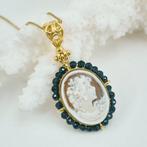 Zilver, Verguld - Ketting met hanger - CAMMEO met de hand, Antiek en Kunst