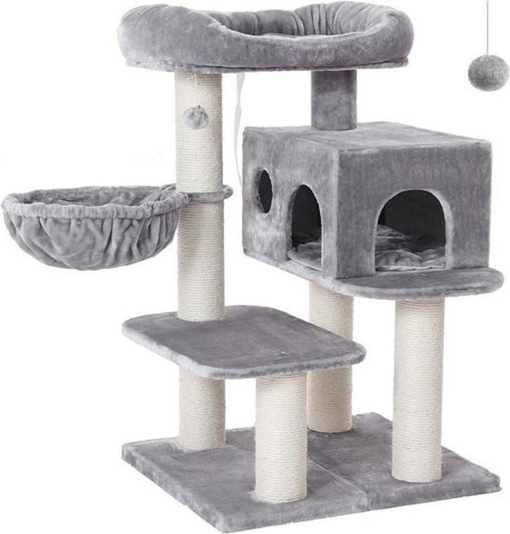 Hoppa! PCT01WC1 XXL Kattenboom lichtgrijs van 50 voor 33, Dieren en Toebehoren, Krabmeubelen, Krabpaal, Nieuw, Ophalen of Verzenden