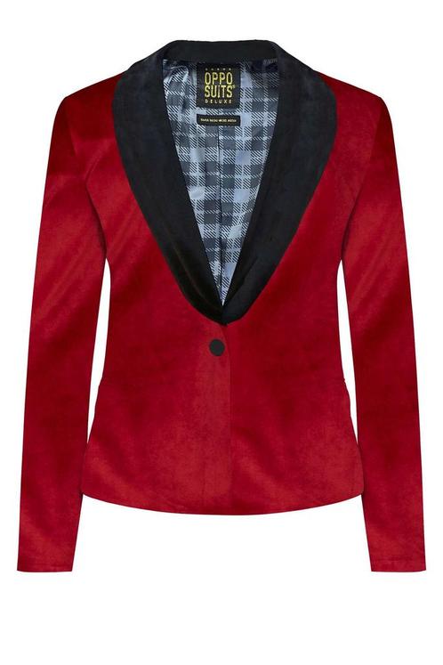 Bordeaux Rode Velvet Blazer Dames OppoSuits, Hobby en Vrije tijd, Feestartikelen, Nieuw, Verzenden