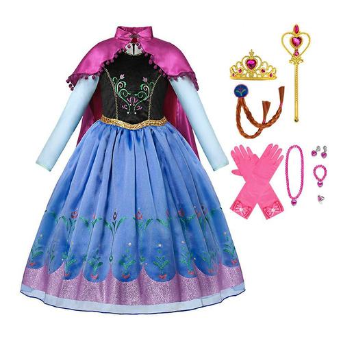 Frozen Anna prinsessenjurk + Lange cape+accessoires 92/152, Kinderen en Baby's, Carnavalskleding en Verkleedspullen, Meisje, Nieuw