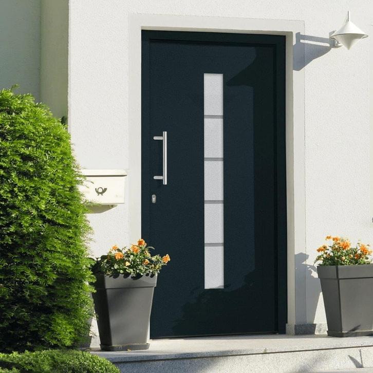 vidaXL Voordeur 100x200 cm aluminium en PVC antraciet, Doe-het-zelf en Verbouw, Deuren en Horren, Nieuw, Verzenden