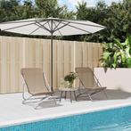 vidaXL Strandstoelen 2 st textileen en gepoedercoat staal, Tuin en Terras, Ligbedden, Verzenden, Nieuw