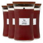4x WoodWick Geurkaars Large Cinnamon Chai 611 gr, Huis en Inrichting, Woonaccessoires | Kandelaars en Kaarsen, Verzenden, Nieuw