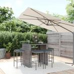 vidaXL 7-delige Tuinbarset met kussens poly rattan grijs, Verzenden, Nieuw, Rotan, 6 zitplaatsen