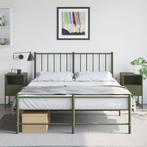 vidaXL Nachtkastjes 2 st 36x39x60,5 cm staal olijfgroen, Huis en Inrichting, Verzenden, Nieuw, Metaal of Aluminium