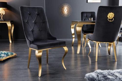 Elegante stoel MODERN BAROK zwart fluweel met gouden, Huis en Inrichting, Stoelen, Ophalen of Verzenden