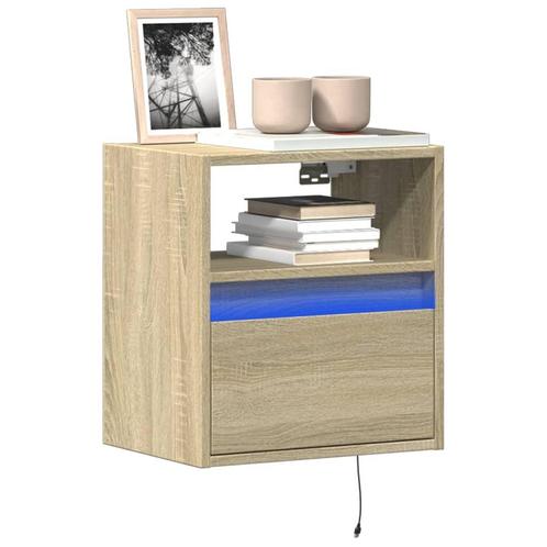 vidaXL Tv-wandmeubel met LED-verlichting 41x31x45 cm sonoma, Huis en Inrichting, Kasten | Televisiemeubels, Nieuw, Overige houtsoorten
