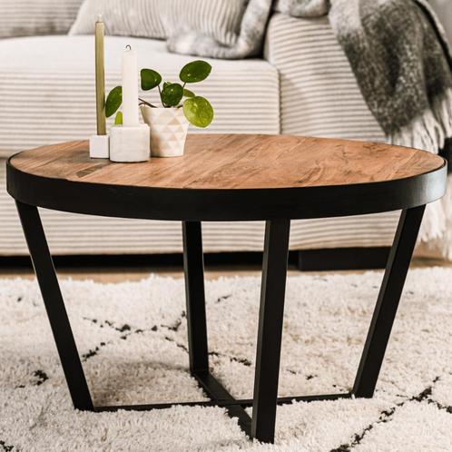 Kjeld salontafel rond 60 cm acaciahout bruin - OUTLET B, Huis en Inrichting, Stoelen, Nieuw, Ophalen of Verzenden