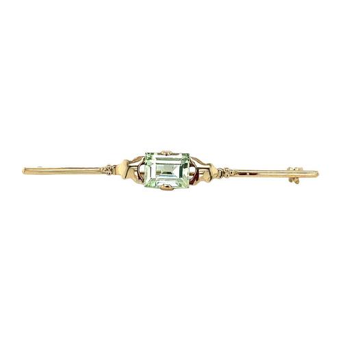 Gouden broche met groene spinel 14 krt, Sieraden, Tassen en Uiterlijk, Broches, Nieuw, Ophalen of Verzenden