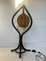 Tafellamp - Vintage Rotan Tafellamp met Stoffen Kap – Boho &