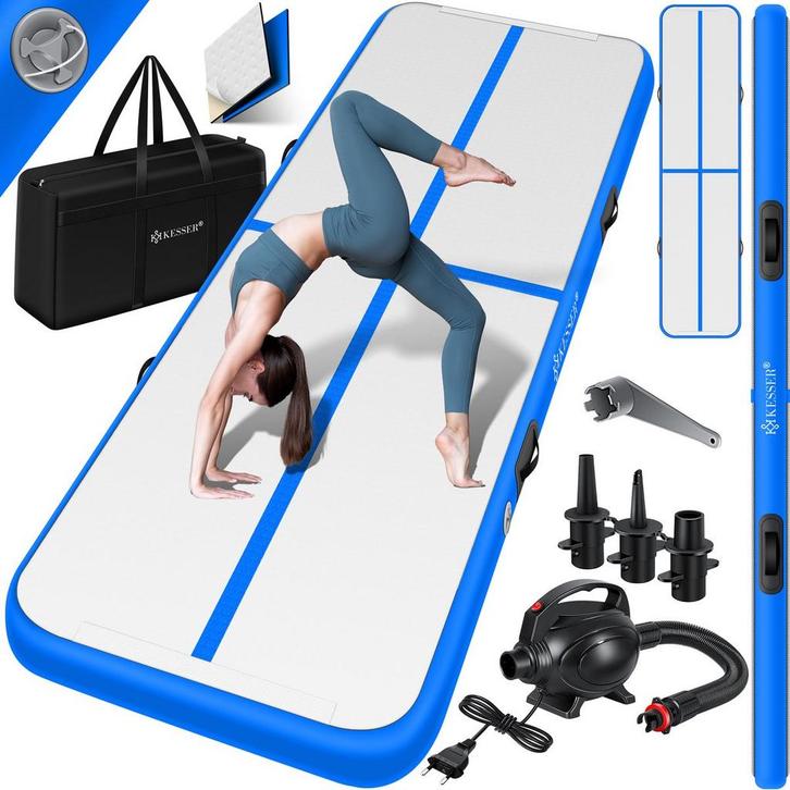 KESSER® Gymnastiekmat - Airtrack - Turnmat - 4M - Blauw •, Huis en Inrichting, Overige Huis en Inrichting, Nieuw, Verzenden