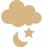 MDF - Wolken set met ster en maan, Hobby en Vrije tijd, Knutselen, Nieuw, Ophalen of Verzenden