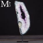 Amethist geode-scherf op metalen basis – Brazilië - Hoogte: