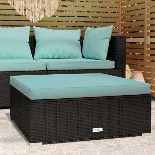 vidaXL Tuinvoetenbank met kussen 70x70x30 cm poly rattan, Tuin en Terras, Tuinsets en Loungesets, Nieuw, Rotan, Verzenden