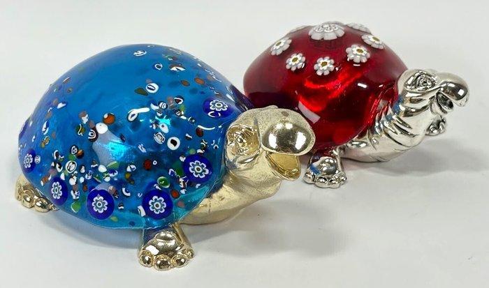 Sculture di 3 Tartarughe – Argento Laminato - Cristallo, Antiek en Kunst, Curiosa en Brocante