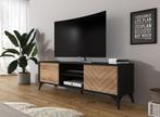 TV-Meubel eiken Zwart 154x39x50 cm, Huis en Inrichting, Kasten | Televisiemeubels, Overige materialen, Verzenden, 150 tot 200 cm