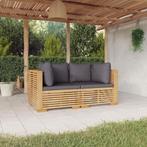 vidaXL Tuinhoekbanken 2 st met kussens massief teakhout, Tuin en Terras, Verzenden, Nieuw, Hout, 2 zitplaatsen