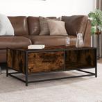 vidaXL Salontafel 90x57x35 cm bewerkt hout en metaal gerookt, Verzenden, Nieuw, Overige houtsoorten, 50 tot 100 cm