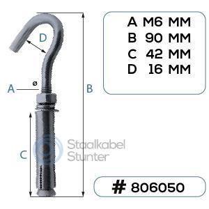Rvs Keilbouthaak M6 x 50  A2 kwaliteit, Doe-het-zelf en Verbouw, IJzerwaren en Bevestigingsmiddelen, Verzenden