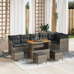vidaXL Tuinbank 4-zits modulair met kussens grijs, Tuin en Terras, Tuinsets en Loungesets, Verzenden, Nieuw, Rotan
